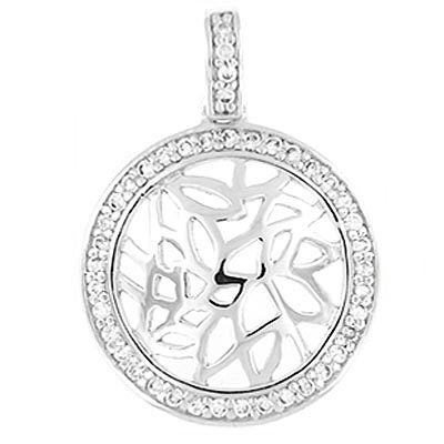 Round Pendant sparkling clear CZ – Sterling silver 20″ necklace