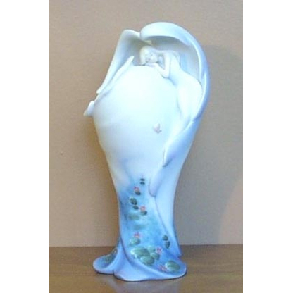 Angel with Pond Scene Vase