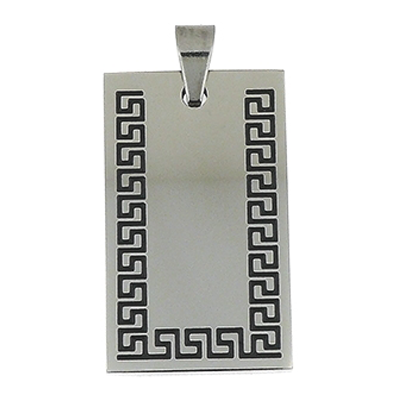 Greek Key Dog Tag Pendant