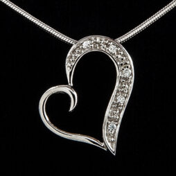 Silver Curling Heart Pendant with CZ