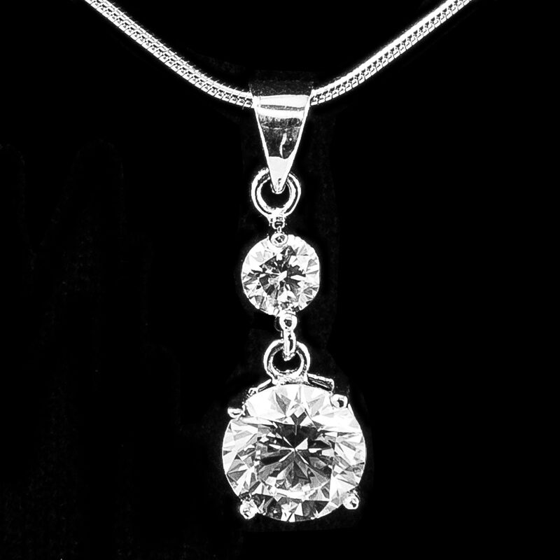 Silver Pendant with 2 Round CZ