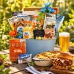 Coolest Guy Gift Basket with smoked salmon, gourmet snacks, cookies and chocolates