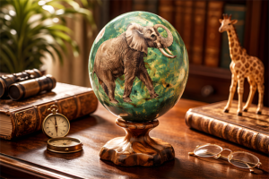Majestic Africa Ostrich Egg on Olive Wood Stand
