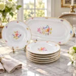 Alba Regia Oblong Cake Set Hand Painted - 21 Carat Gold Accent