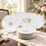 Alba Regia Oblong Cake Set Hand Painted - 21 Carat Gold Accent
