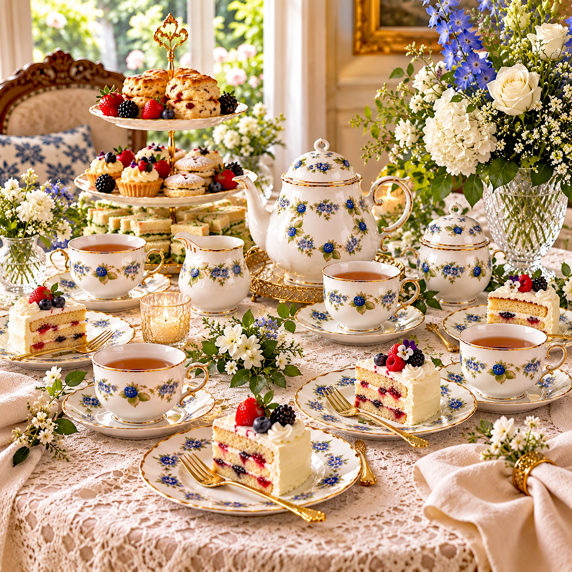 095-2373-Blackberry Tea Set Fine Porcelain Hollohaza-Wp Blackberry Tea Set Fine Porcelain Hollohaza