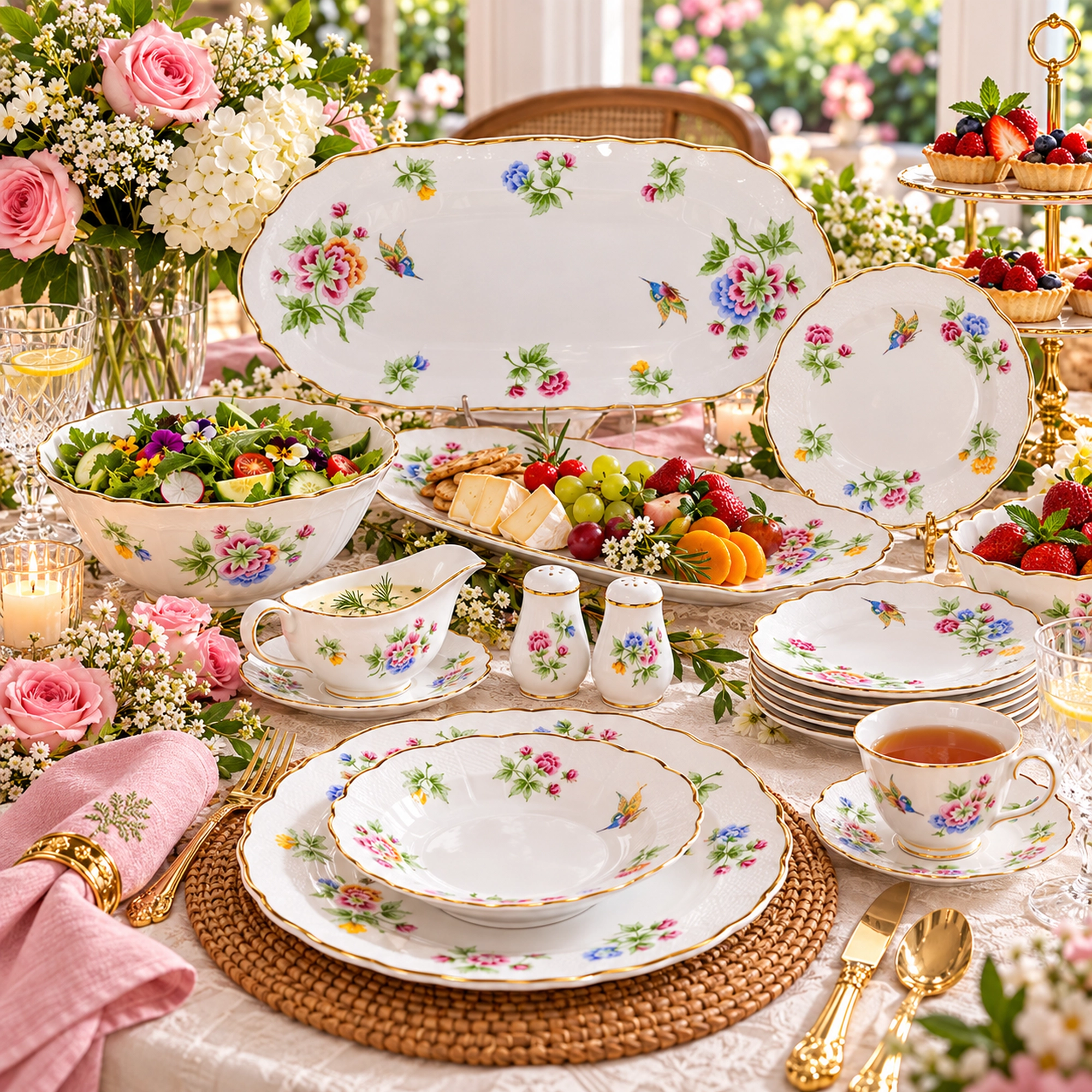 095-2417-Hortenzia Porcelain Sandwich Set Hortenzia Porcelain Sandwich Set
