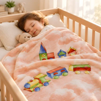 Baby Blanket Pink - Choo Choo Train