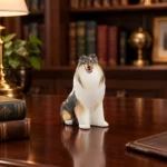 SCollie Sitting Porcelain Figurine by Hollohaza