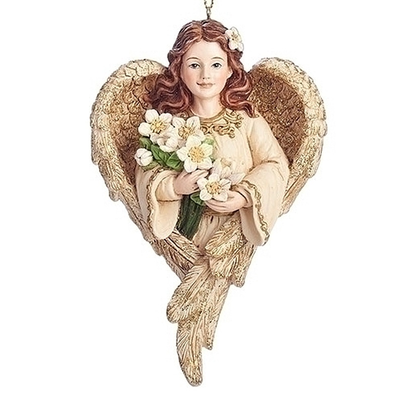 5" rose angel ornament