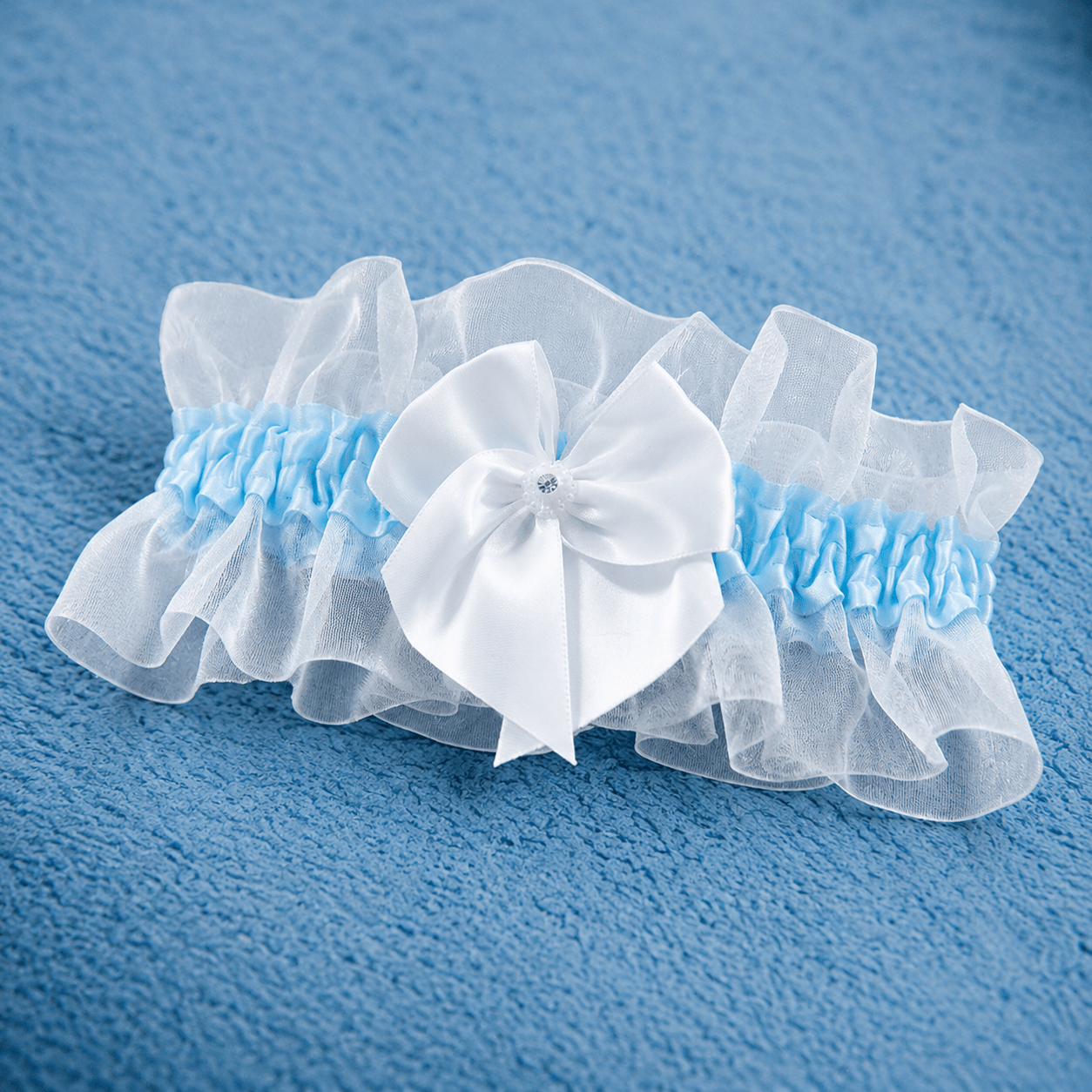 Bow Dot Bridal Garter Light Blue Bow Dot Bridal Garter Light Blue - Image 1
