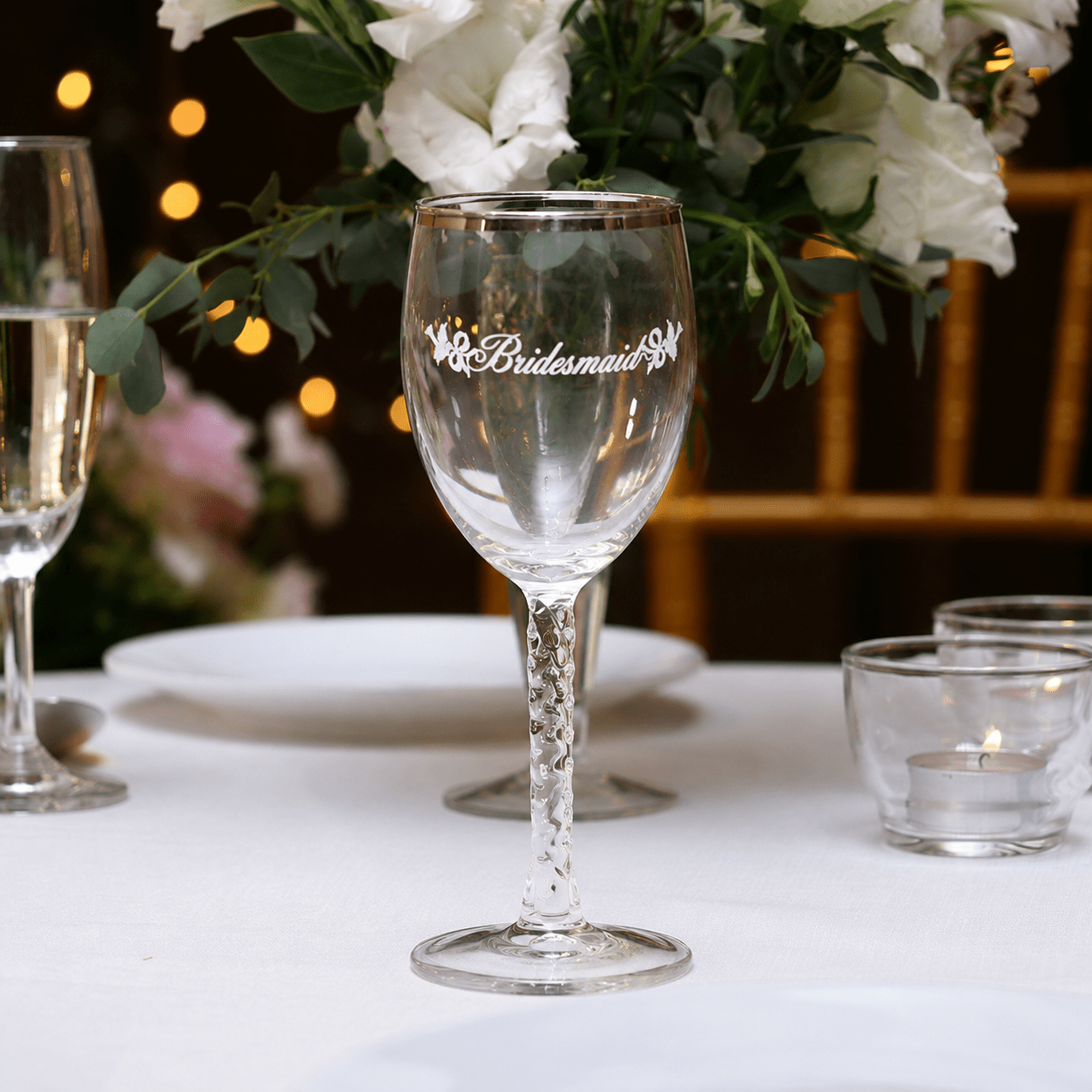 Bridesmaid Wedding Wine Glass (2) Bridesmaid Wedding Wine Glass - Image 1