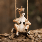 Fawn Figurine - Happy Fawn on a Swing- 2 pieces left