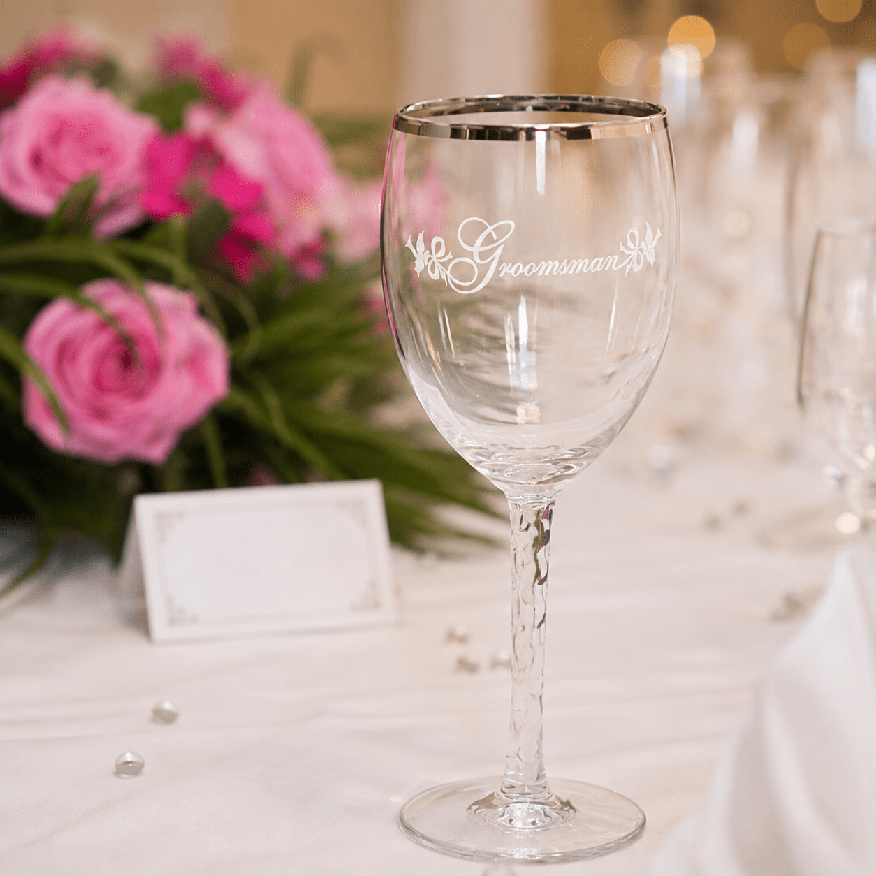 Groomsman Wedding Wine Glass (2) Groomsman Wedding Wine Glass - Image 1