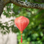 Oriental Fabric Lantern - Red Roses