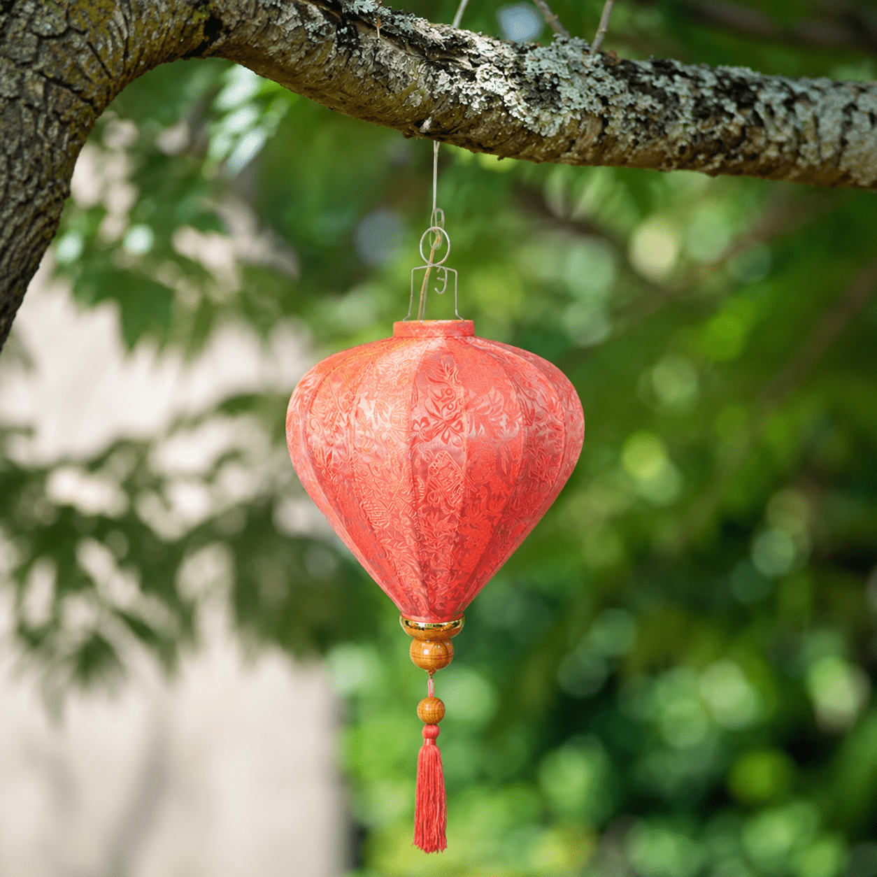 Oriental Fabric Lantern – Red Roses Oriental Fabric Lantern - Red Roses - Image 1