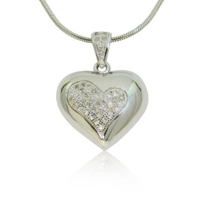 Silver Heart CZ Embedded Pendant