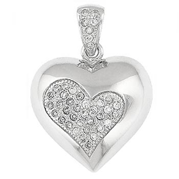 Silver Heart CZ Embedded Pendant