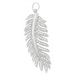 Crystal Feather Silver Pendant