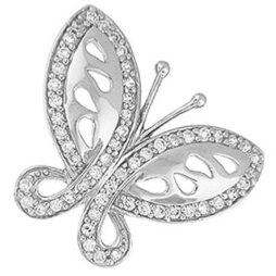 CZ Butterfly Silver Pendant