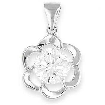 Flower Silver Pendant Round