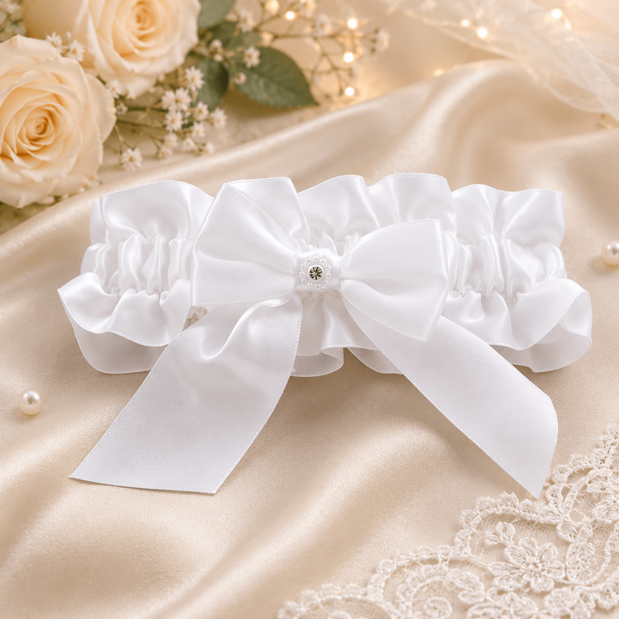 Rhinestone - Satin Wedding Garter Rhinestone - Satin Wedding Garter - Image 1