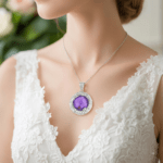 Silver Pendant Purple CZ - Silver 20" snake chain included