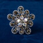 Smokey Rhinestones Flower Ring