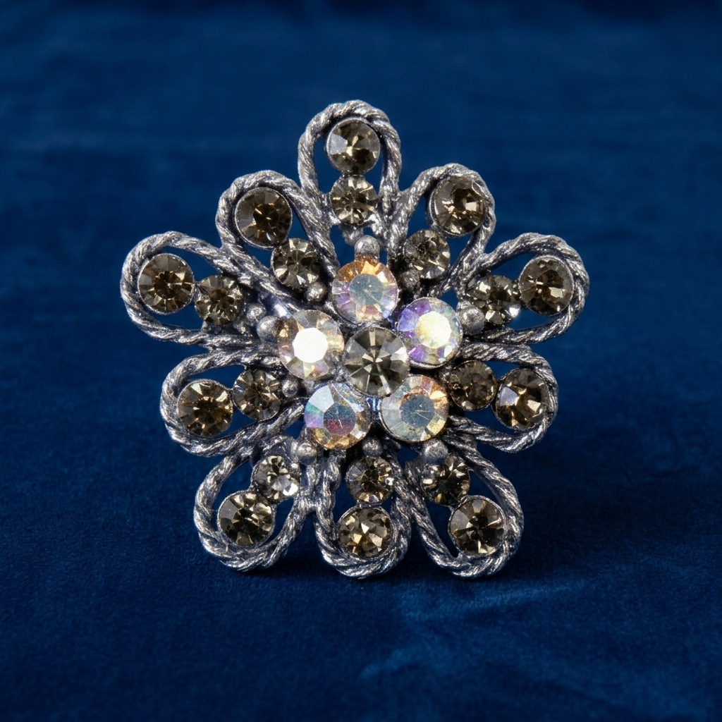 Smokey Rhinestones Flower Ring Smokey Rhinestones Flower Ring - Image 1
