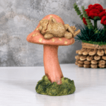 Sun tanning Frog Toadstool Garden Stake - Whimsical Garden Decor