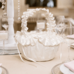 Wedding Flower Basket - Embroidered Satin
