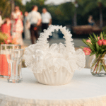 Wedding Flower Girl Basket - Puffed Satin Flower