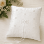 Wedding Ring Pillow - Embroidered Satin White
