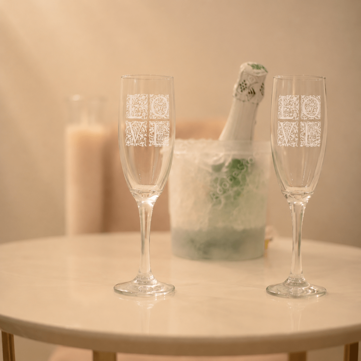 Its All About Love White Wedding Flutes Its All About Love White Wedding Flutes - Image 1