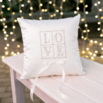 Its All About Love White Wedding Ring Bearer Pillow