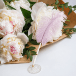 Pen Set Lavender Plume Glass Hear Glass Heart Wedding