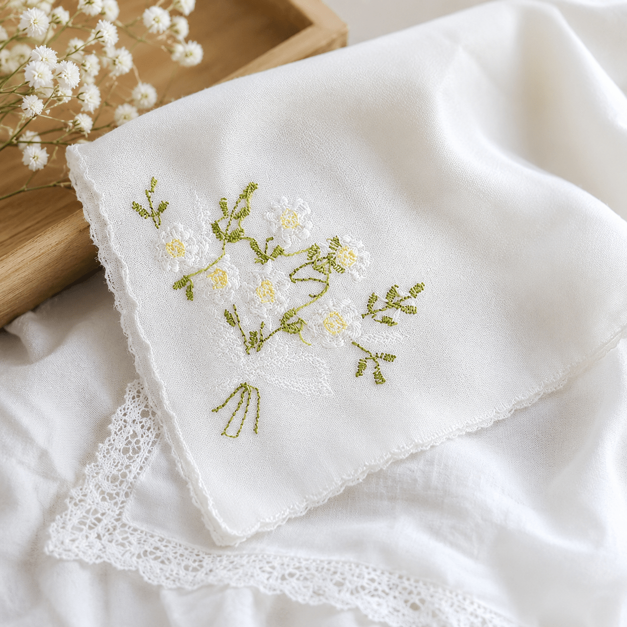 Handkerchief He Loves Me Daisy Weddingstar Handkerchief He Loves Me Daisy Weddingstar - Image 1