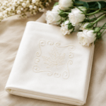 Leaf Design Ivory Wedding Guest Book