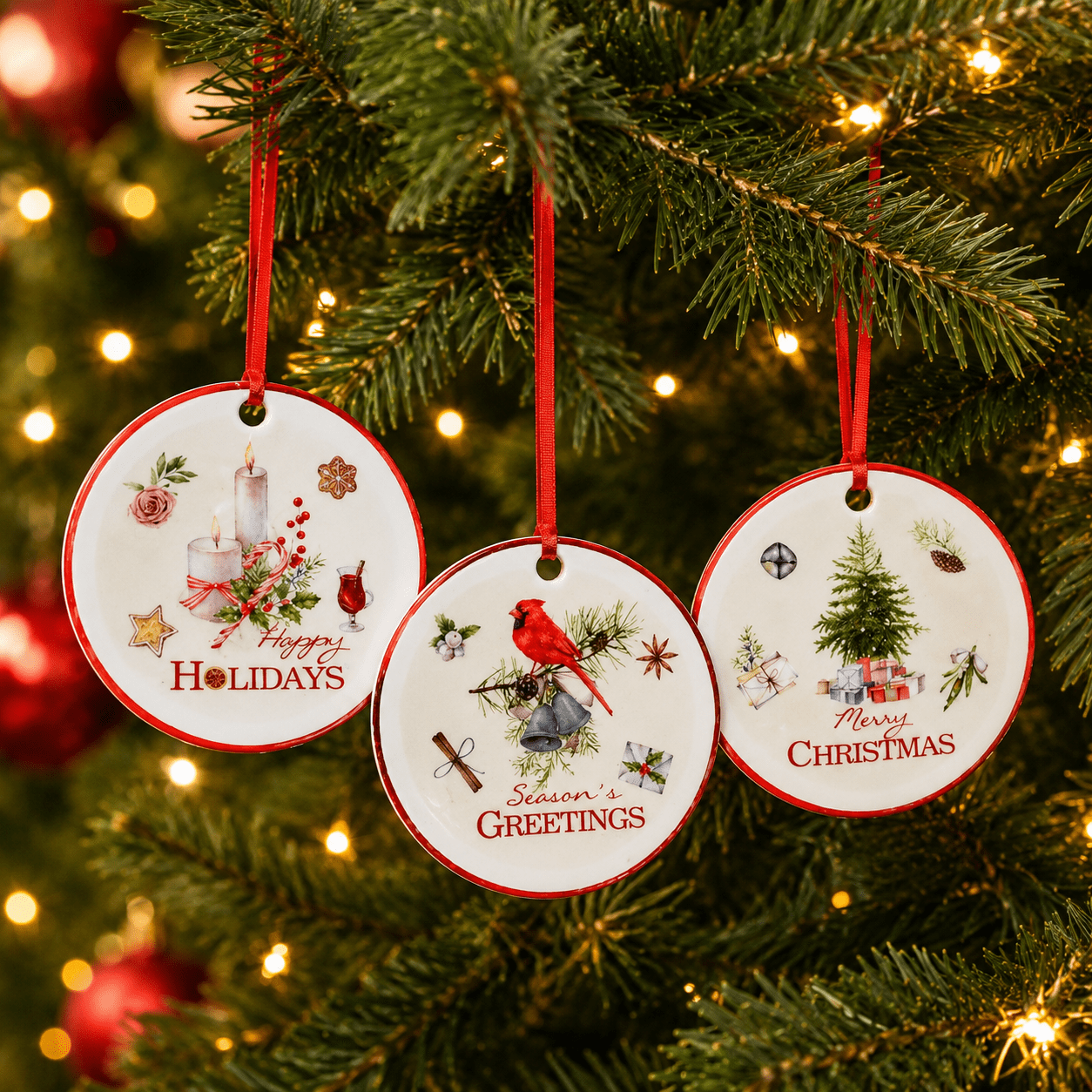 Vintage Ceramic Disc Ornament Vintage Ceramic Disc Ornament - Image 1