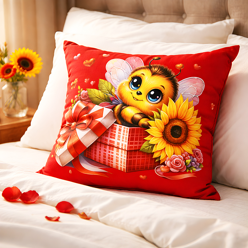 Bee in Giftbox Pillow