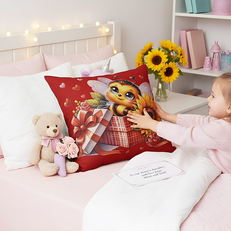 Bee in Giftbox Pillow