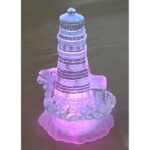 Lighthouse With Lit Up Base Glass Block Figurine - Image 3