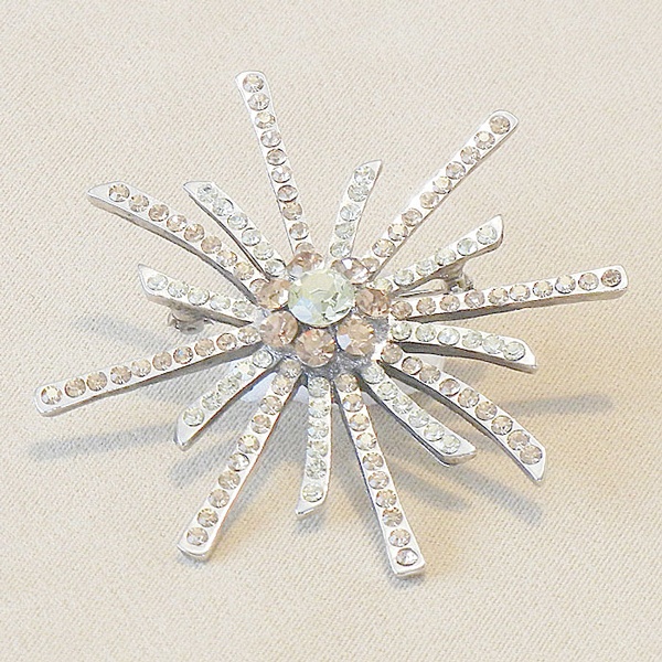 025-BX0410556A_3.jpg Sunburst Silver Crystal Brooch - Tianna - Image 1