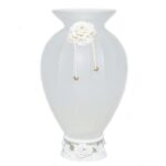Italian Murano Vase Milky Glass- Rose decal