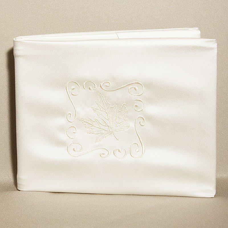 047-10735_3.jpg Leaf Design Ivory Wedding Guest Book - Image 1