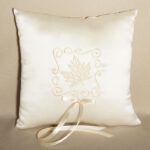 Ivory Leaf Design Wedding Ring Bearer Pillow