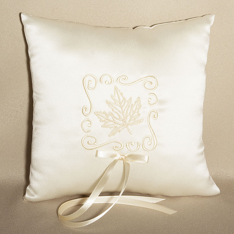 047-10740_3.jpg Ivory Leaf Design Wedding Ring Bearer Pillow - Image 1