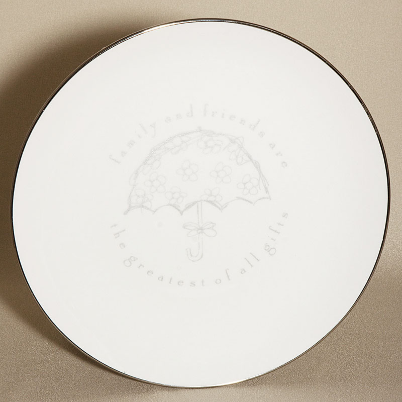 047-23571_3.jpg White Wedding Keepsake Showers Plate - Image 1