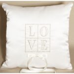 Its All About Love White Wedding Ring Bearer Pillow
