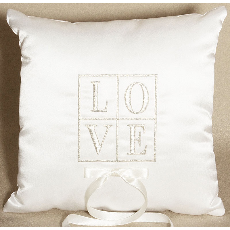 047-37405_3.jpg Its All About Love White Wedding Ring Bearer Pillow - Image 1